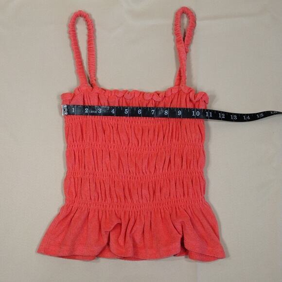 Bar III Pink Coral Cotton Casual Stretchy Summer Spring Beach Smocked Tank Top - Picture 6 of 8